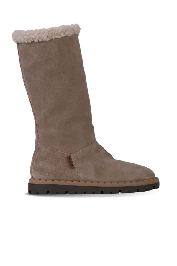 Gri Süet Kadın Düz Çizme