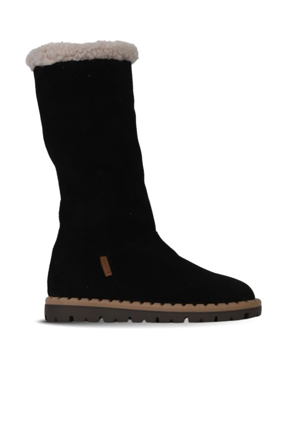 Siyah Süet Kadın Düz Çizme