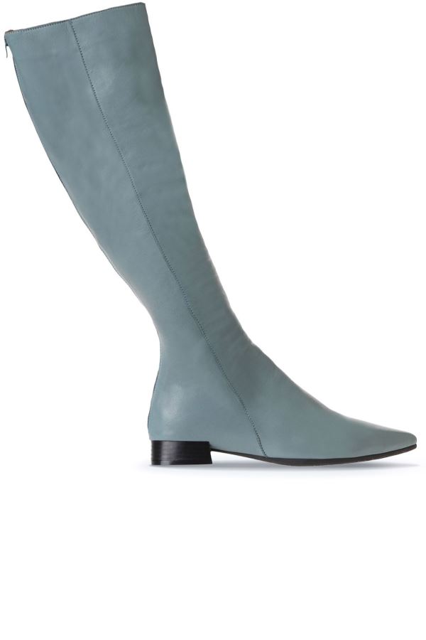 Mavi Deri Kadın Düz Çizme