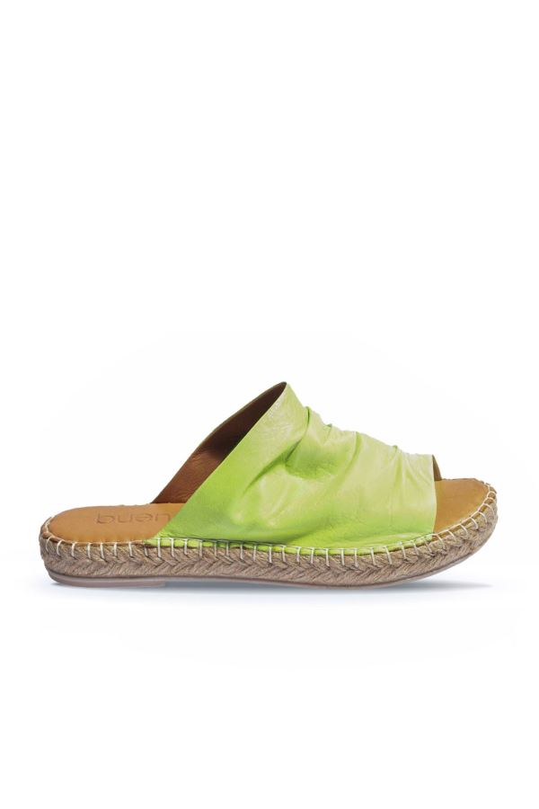 Yeşil Deri Kadın Espadril Terlik