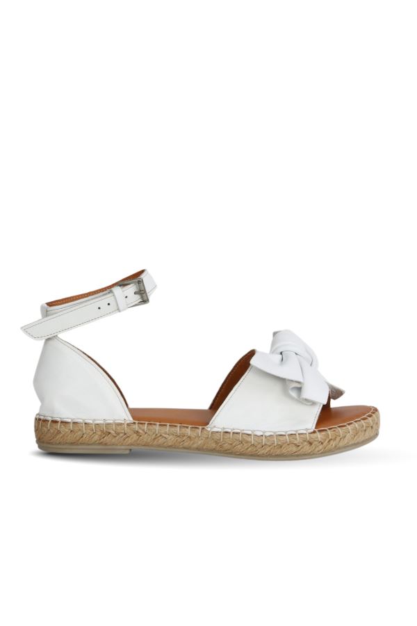 Beyaz Deri Kadın Espadril Sandalet