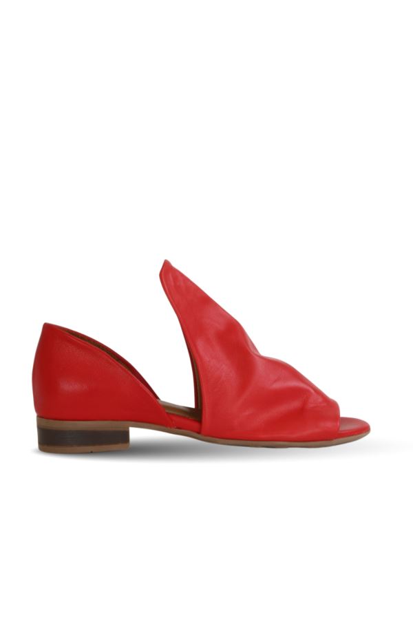 Kırmızı Deri Kadın Topuklu Sandalet