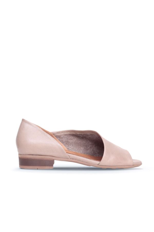 Gri Deri Kadın Topuklu Sandalet