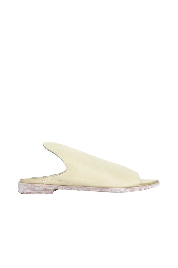 Haki Deri Kadın Düz Terlik