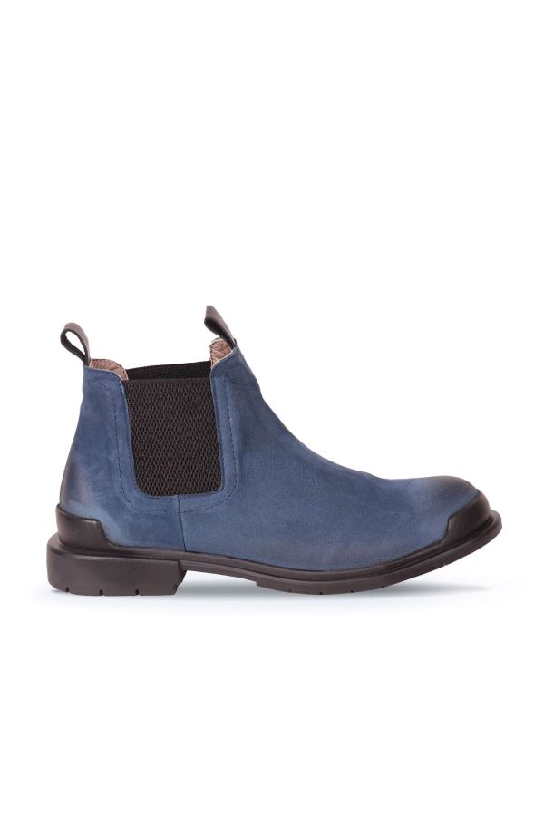 Mavi Nubuk Kadın Düz Bot