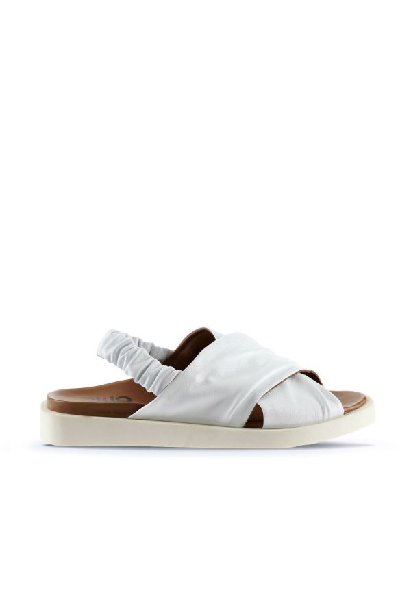 Beyaz Deri Kadın Sandalet