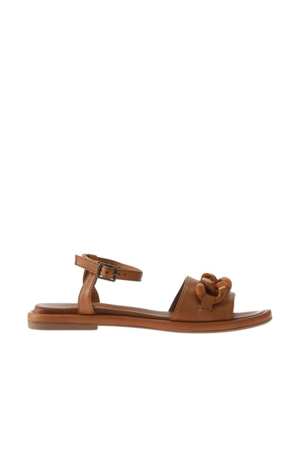 Taba Deri Kadın Düz Sandalet