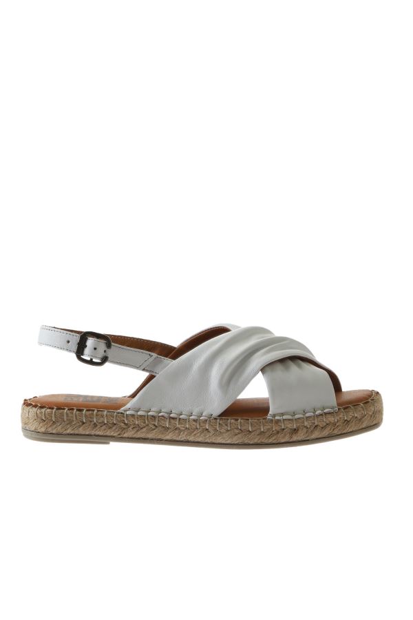 Beyaz Deri Kadın Espadril Sandalet