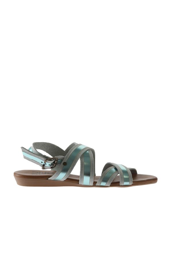 Yeşil Parlak Deri Kadın Düz Sandalet