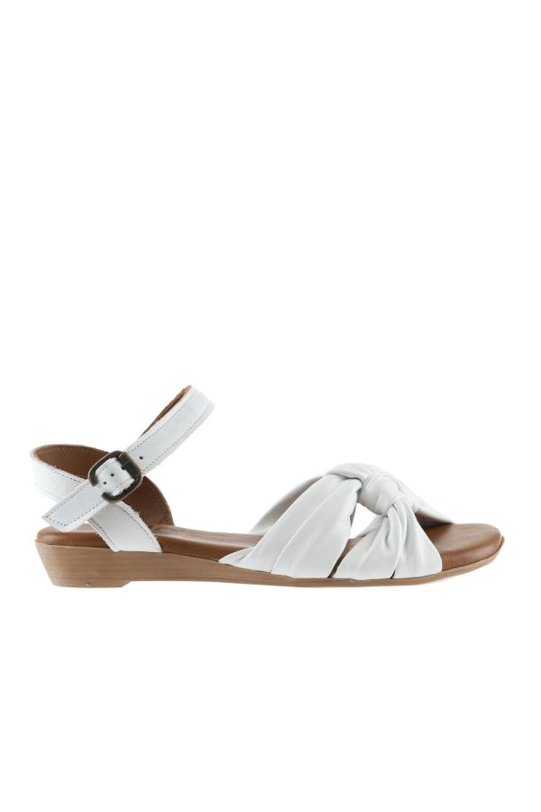 Beyaz Deri Kadın Sandalet