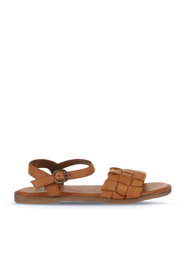 Taba Deri Kadın Düz Sandalet