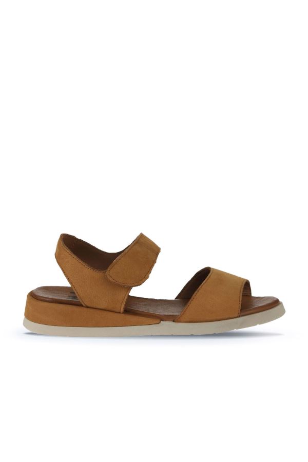 Taba Açık Nubuk Kadın Düz Sandalet