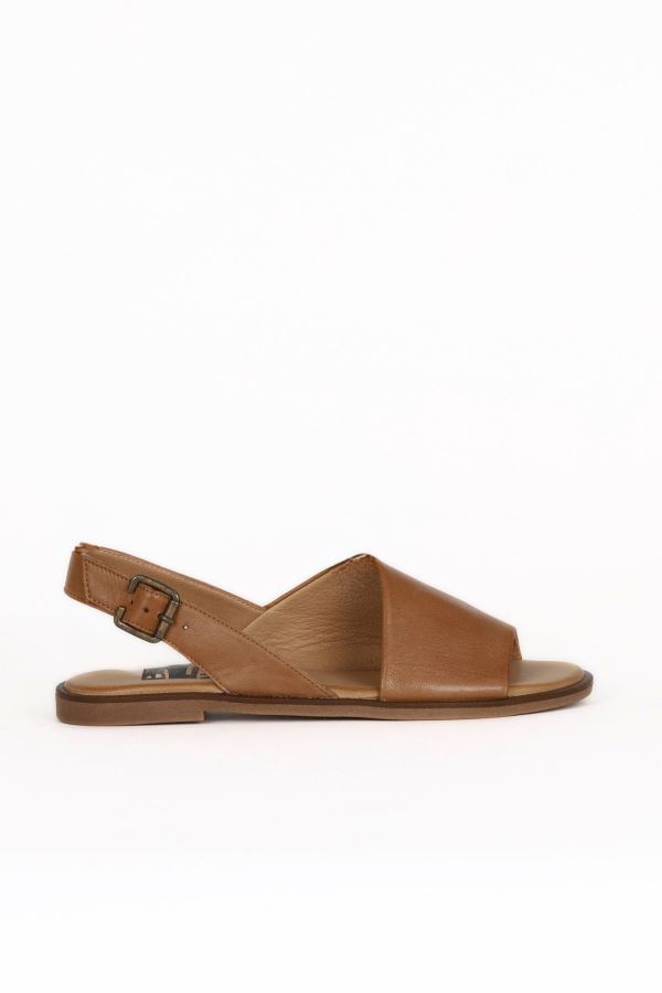 Tarçın Deri Kadın Düz Sandalet