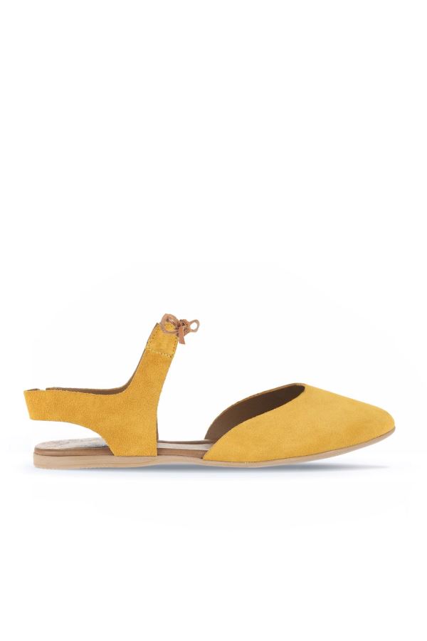 Sarı Alf Süet Kadın Düz Sandalet