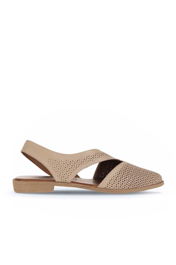 Vizon Deri Kadın Düz Sandalet