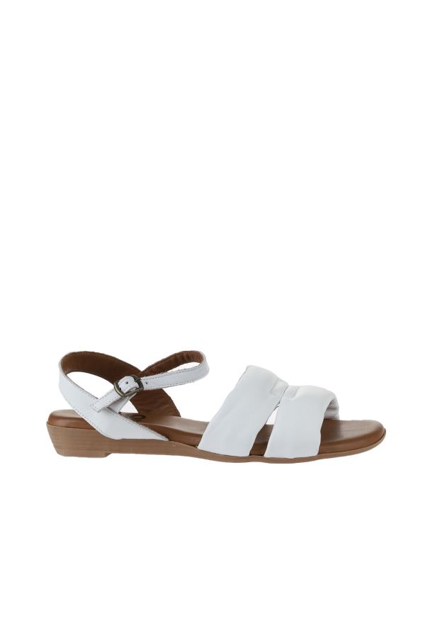 Beyaz Deri Kadın Sandalet
