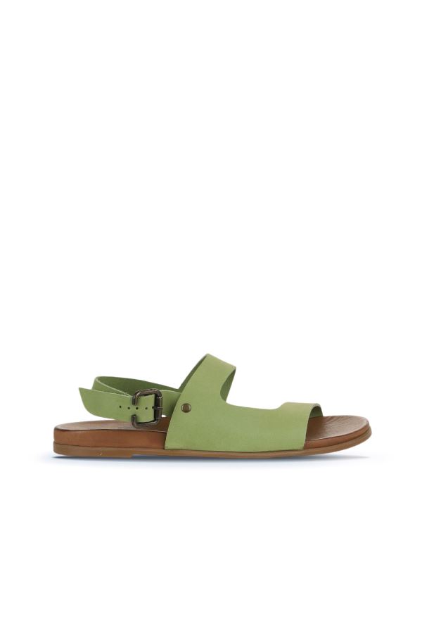 Yeşil Nubuk Kadın Düz Sandalet