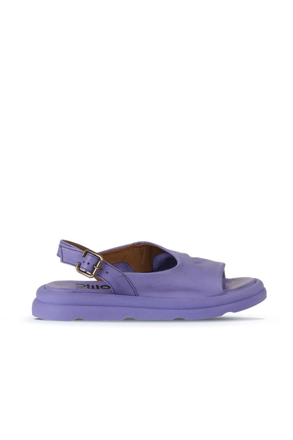 Lila Deri Kadın Düz Sandalet