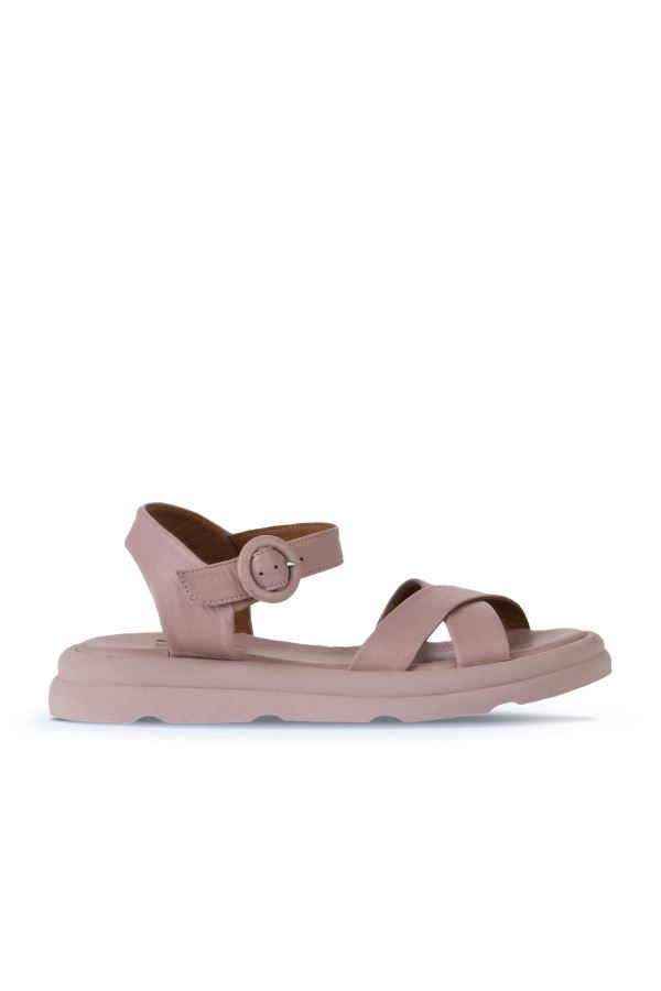 Gül Kurusu Deri Kadın Düz Sandalet