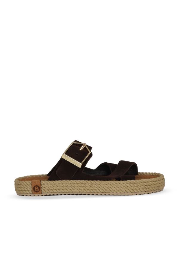 Kahverengi Süet Bohonomad halat ipli süet terlik