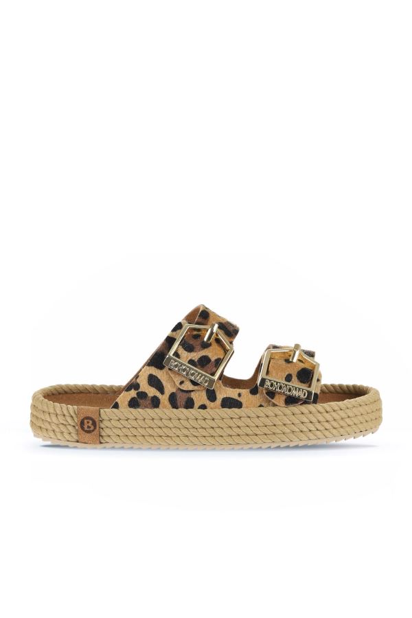 Leopar Deri Bohonomad Sydney Kadın Tokalı Terlik