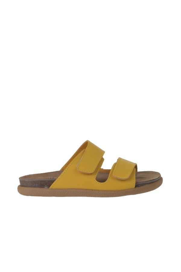 Sarı Deri Erkek Düz Terlik 