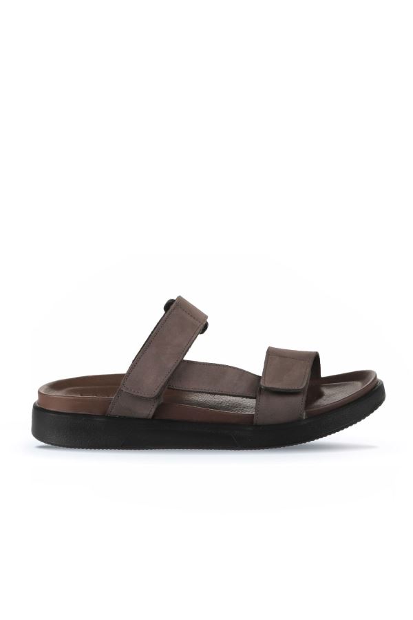 Kahverengi Nubuk Erkek Düz Terlik 