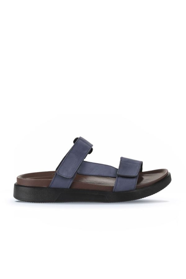 Lacivert Nubuk Erkek Düz Terlik 