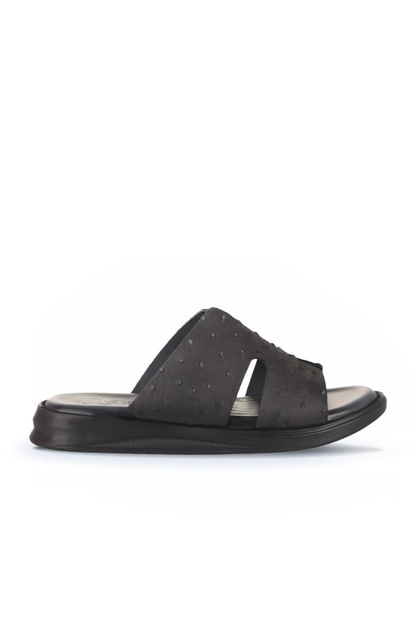 Gri Nubuk/Deve Kuşu Erkek Düz Terlik