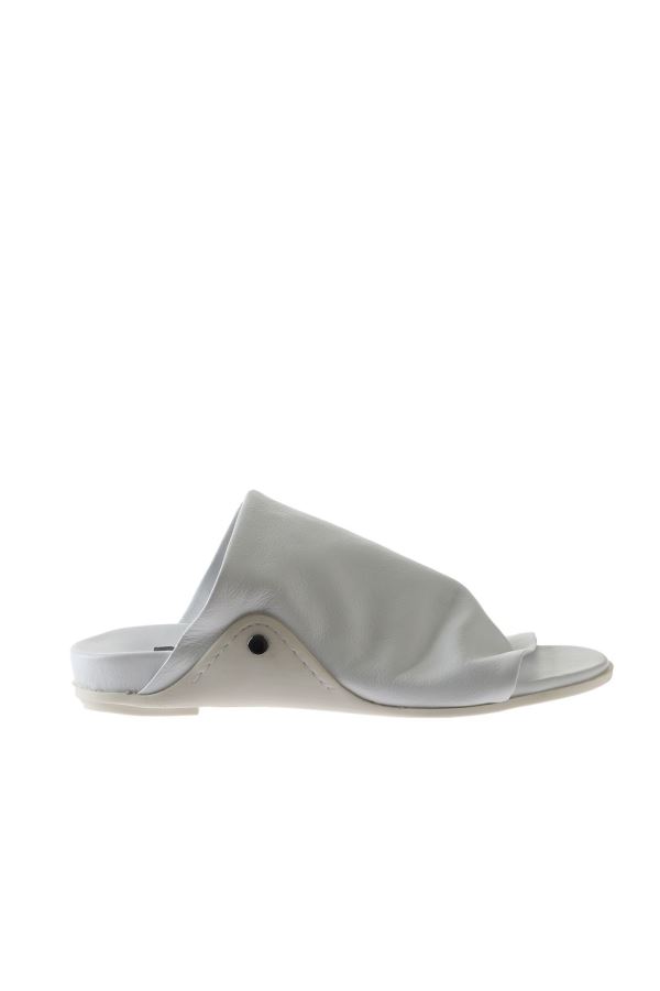 Beyaz Deri Kadın Düz Terlik