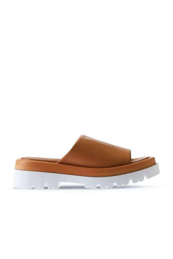 Taba Deri Kadın Düz Terlik