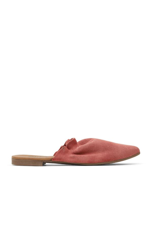 Nar Çiçeği Süet Kadın Düz Terlik