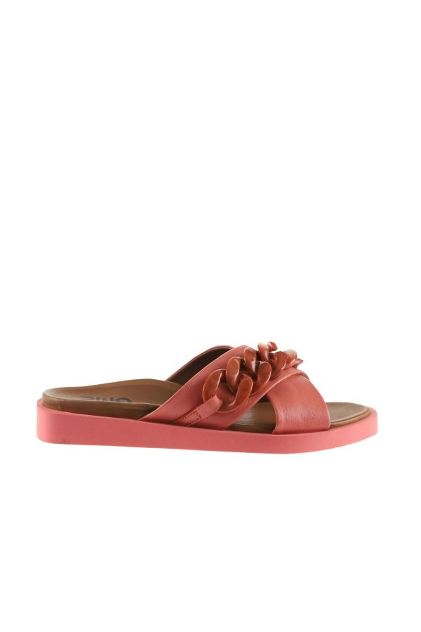 Mercan Deri Kadın Düz Terlik