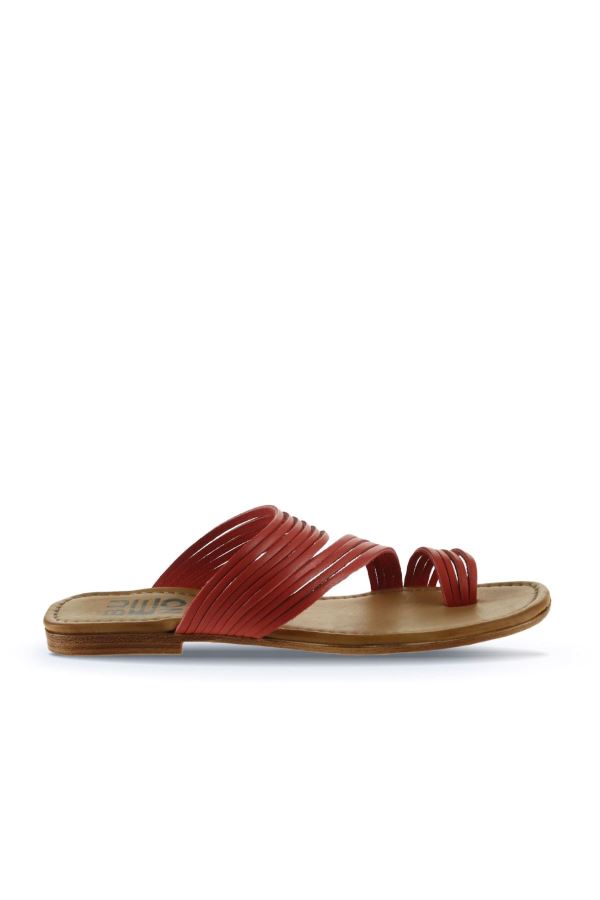 Mercan Deri Kadın Parmak Arası Terlik