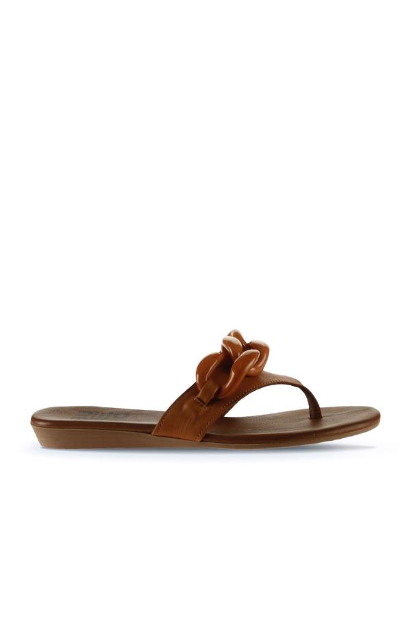 Taba Deri Kadın Parmak Arası Terlik 