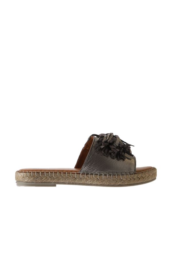 Vizon Deri Kadın Espadril Terlik