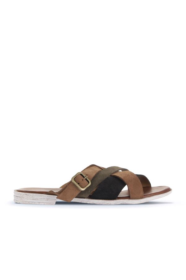 Taba Multi Alf Süet Kadın Düz Terlik