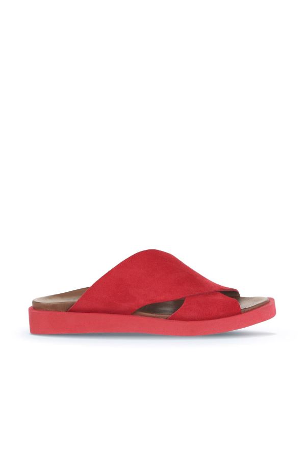 Kırmızı Alf Süet Kadın Düz Terlik