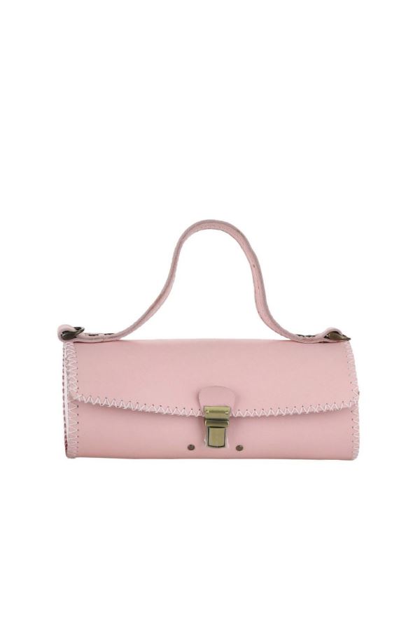 Pembe Deri Kadın Deri El Çantası