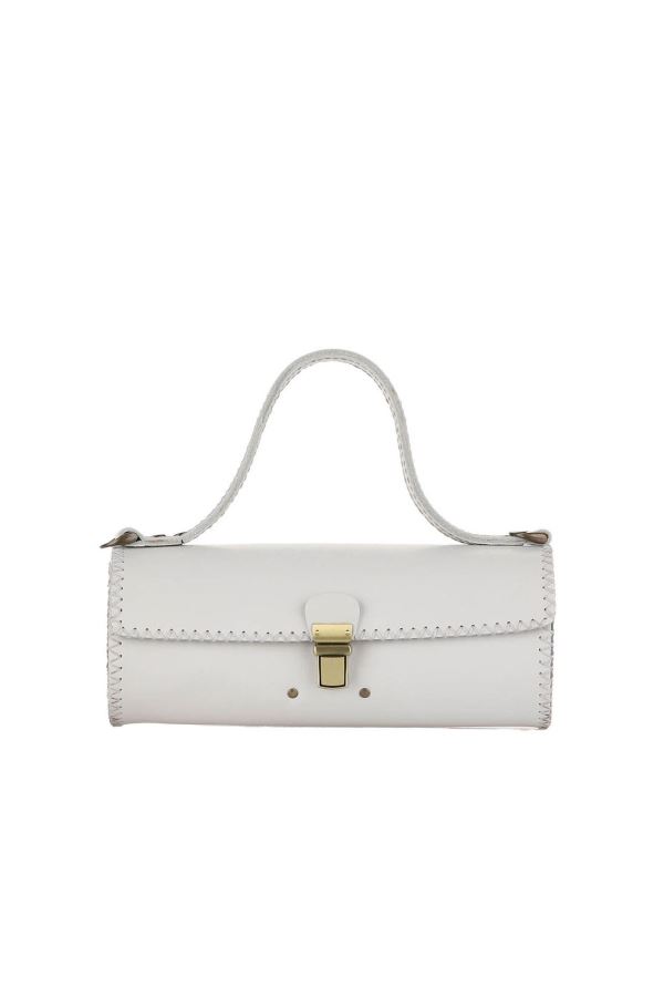 Gri Deri Kadın Deri El Çantası