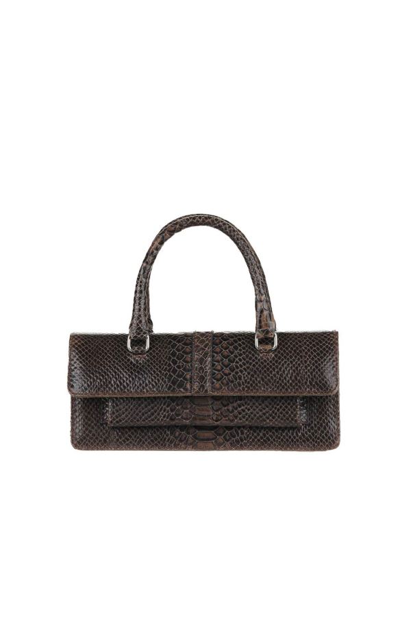 Kahverengi Yılan Deri Kadın El Çantası