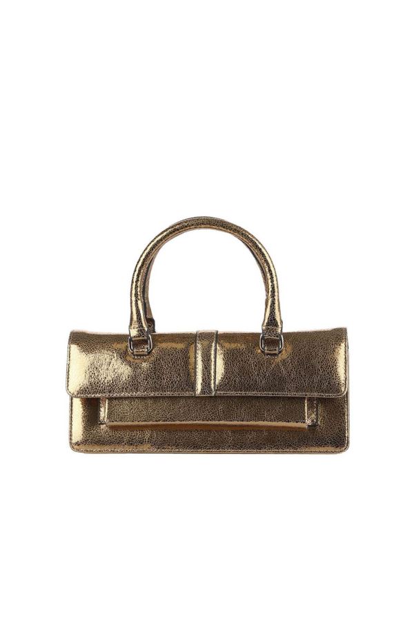 Bronz Parlak Deri Kadın El Çantası
