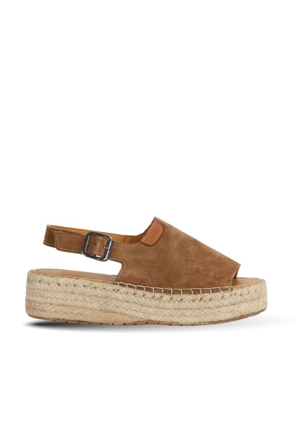 Taba Süet Kadın Düz Sandalet