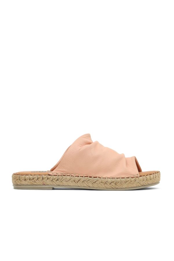 Pudra Deri Kadın Espadril Terlik