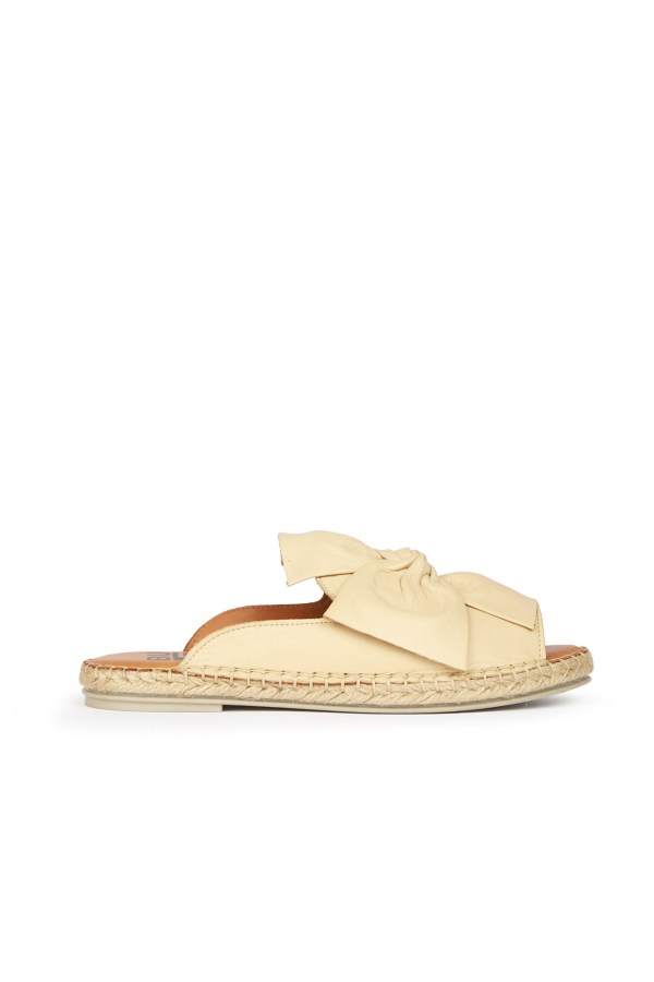 Bej Deri Kadın Espadril Terlik