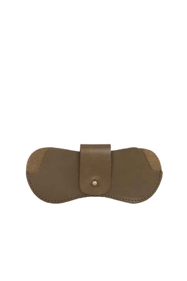 Haki Deri Gözlük Kılıfı