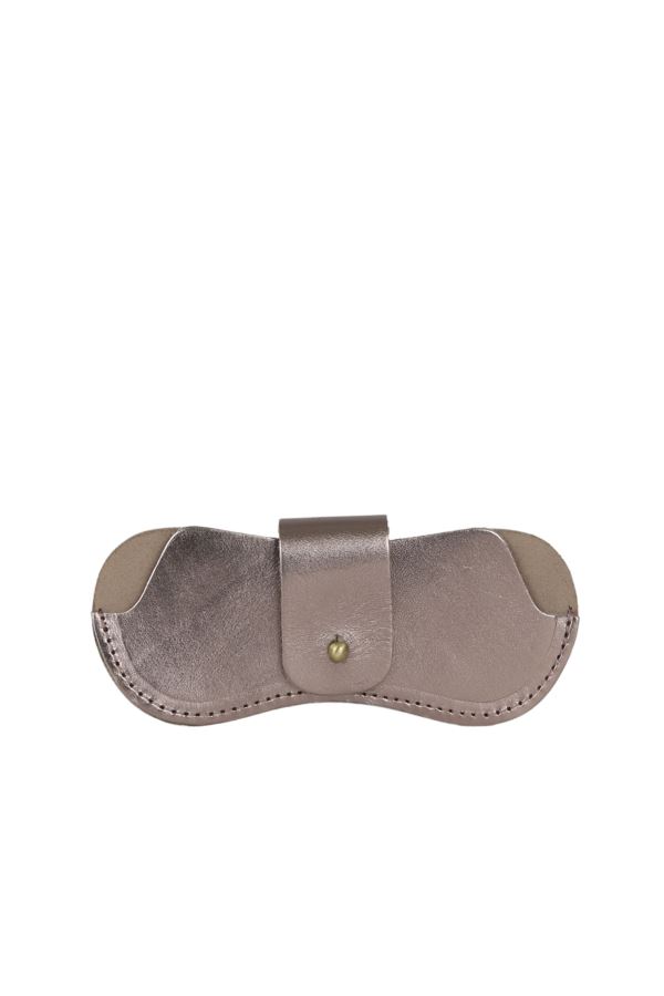 Kurşun Parlak Deri Gözlük Kılıfı