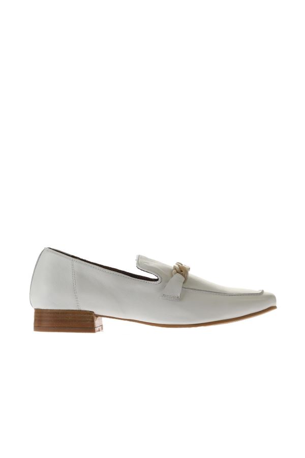 Beyaz Deri Kadın Loafer 