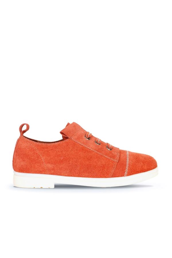 Kiremit Süet Kadın Az Topuklu Ayakkabı