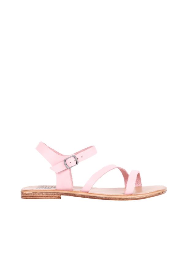 Pudra Deri Kadın Düz Sandalet